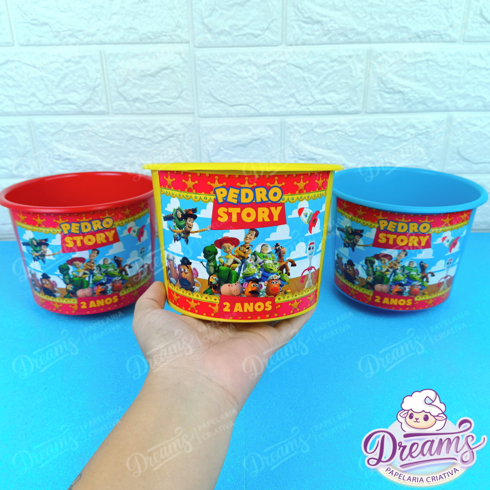 Kit com 20 Baldinhos Personalizados de 1,5 Litro – Toy Story