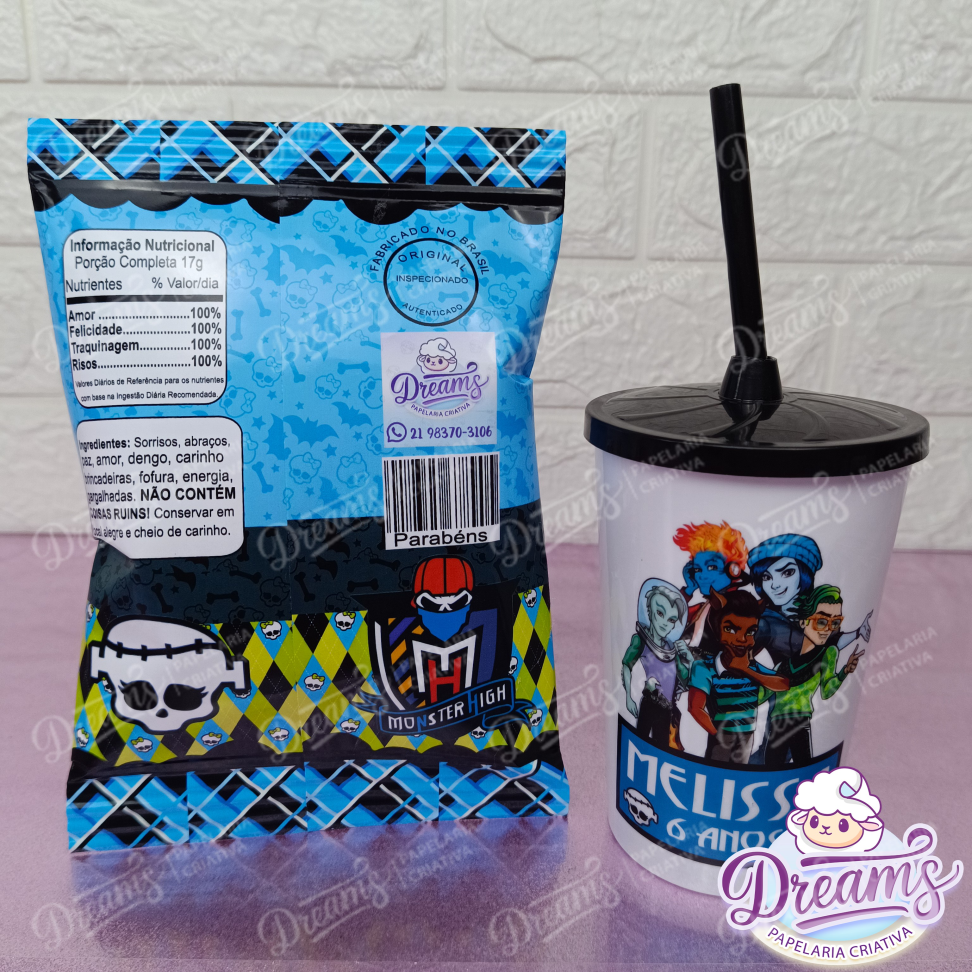 Kit com 12 Batatas Ruffles e 12 Copos de 480 ml – Monster High - #4