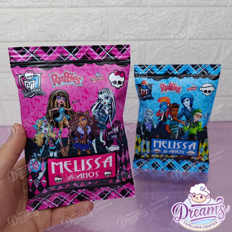 Kit com 20 Pacotes de Batata Ruffles 17 g Personalizados – Monster High