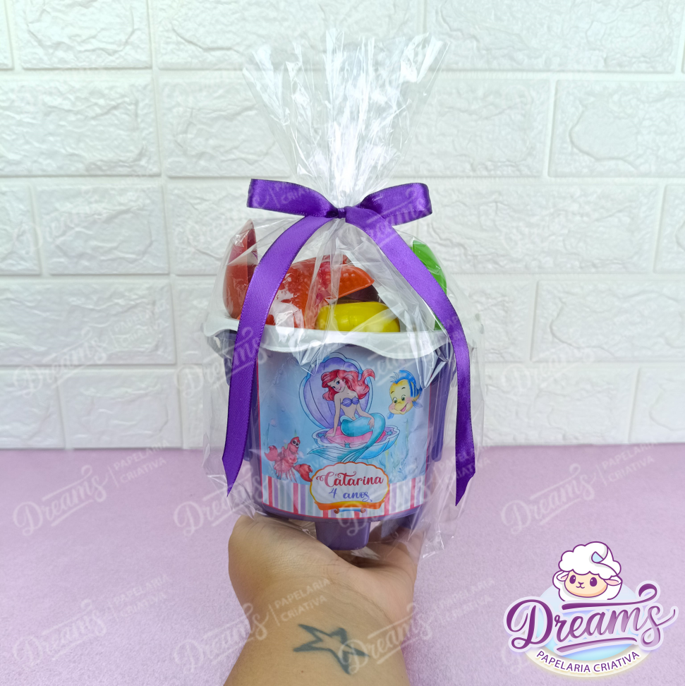 Kit com 20 Baldinhos de Praia Personalizados – A Pequena Sereia - #3