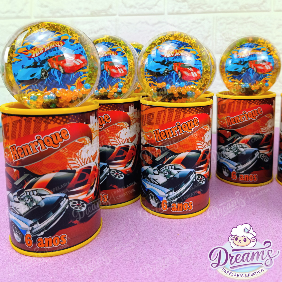 Kit com 20 Cofrinhos Adesivados com Bola Acrílica – Hot Wheels - #4