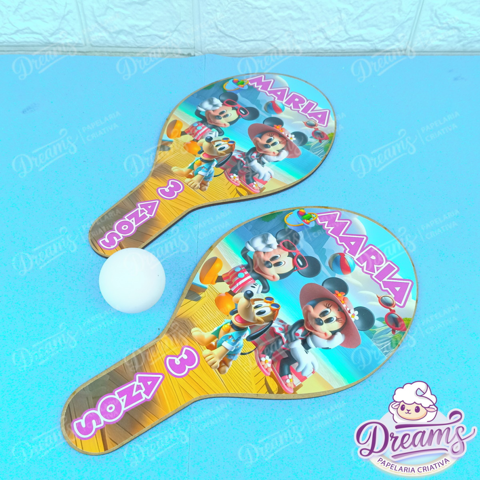Kit com 20 Raquetes de Pingue-Pongue Personalizadas – Mickey Praia - #4