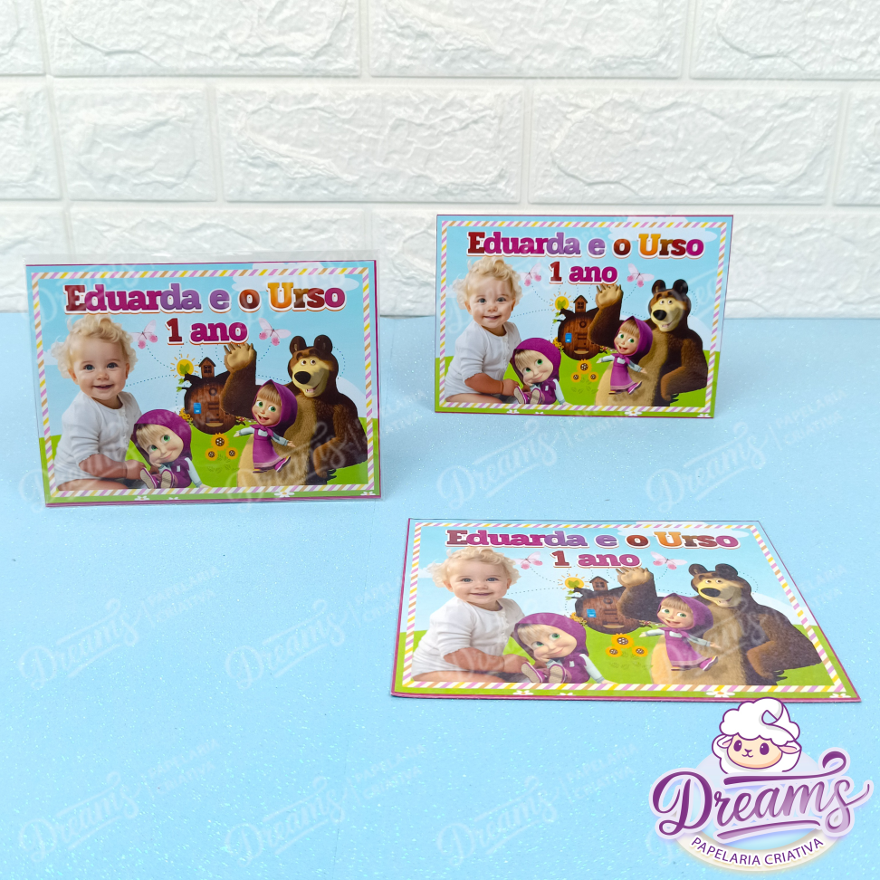 Kit com 20 Ímãs de Geladeira 10 × 15 cm – Masha e o Urso