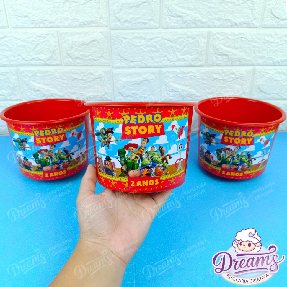 Kit com 20 Baldinhos Personalizados de 1,5 Litro – Toy Story