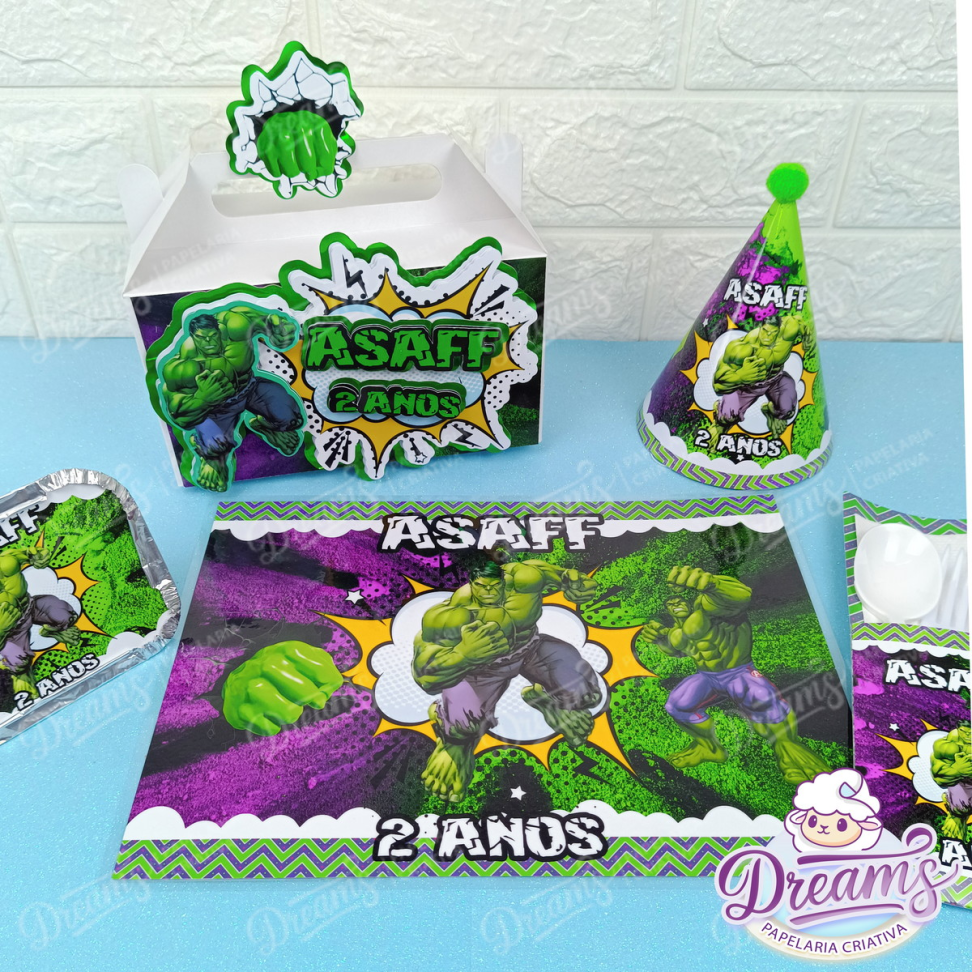 Kit com 10 Conjuntos Festa na Maleta Personalizados – Hulk - #3