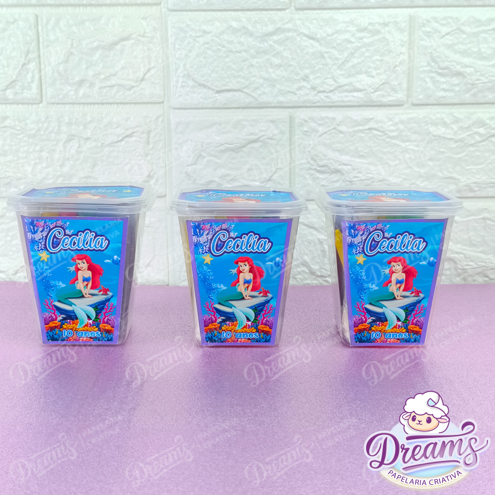 Kit com 20 Potes Diversão 350 ml Personalizados – Pequena Sereia - #6