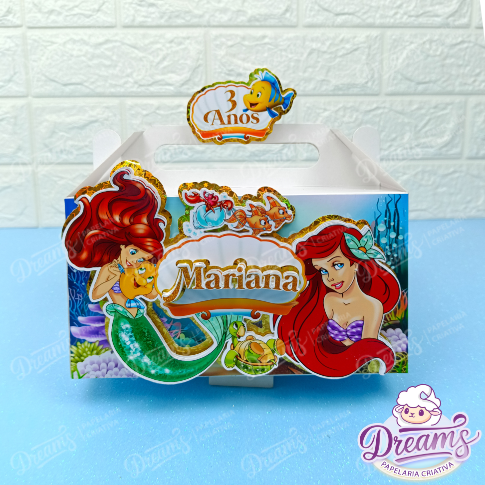 Kit com 10 Caixas Maletinha Personalizadas – Pequena Sereia