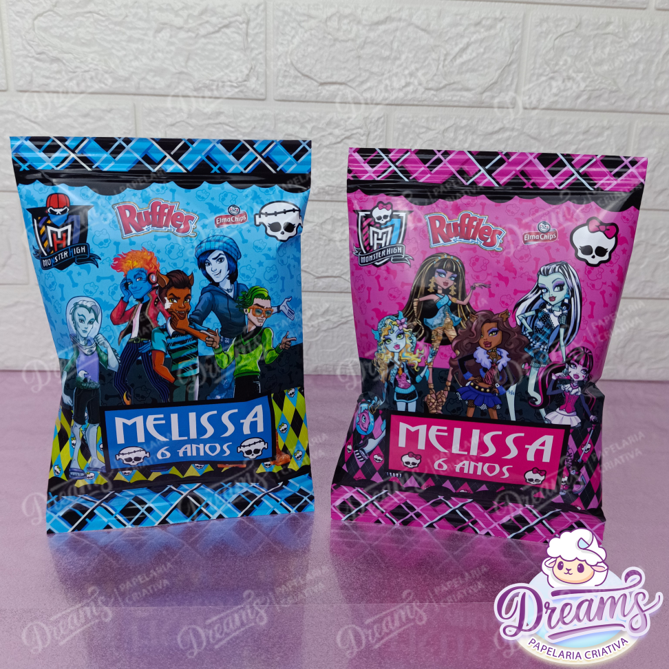 Kit com 20 Pacotes de Batata Ruffles 17 g Personalizados – Monster High