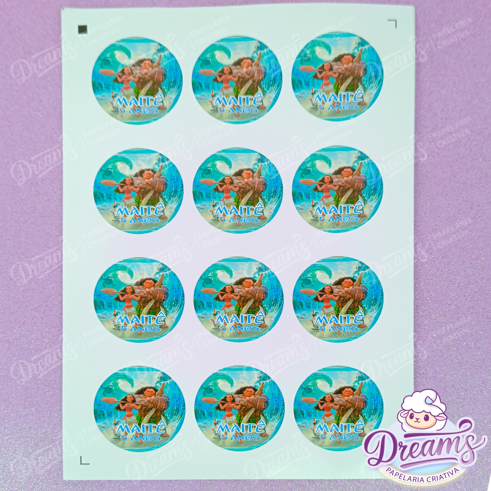 Kit com 10 Folhas Adesivas A4 Personalizadas – Moana - #3