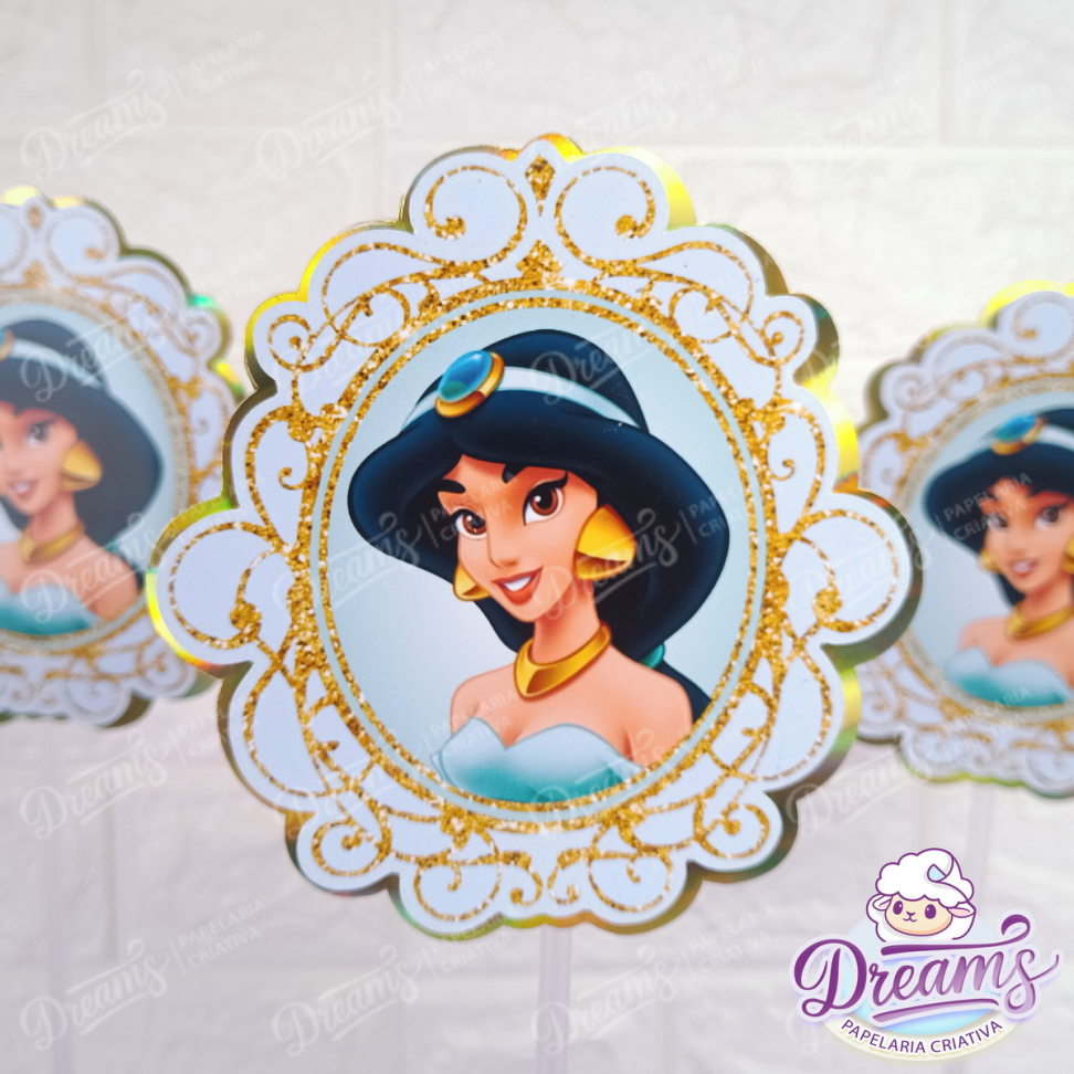 Kit com 20 Baldinhos de 1,5 Litro com Topper para Centro de Mesa – Jasmine e Aladdin - #4