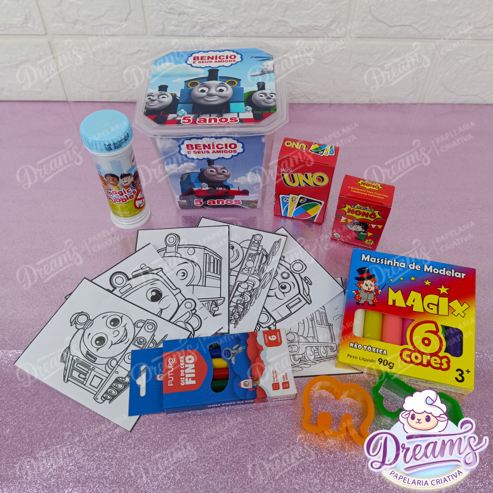 Kit com 20 Potes Diversão 750 ml Personalizados – Thomas e Seus Amigos