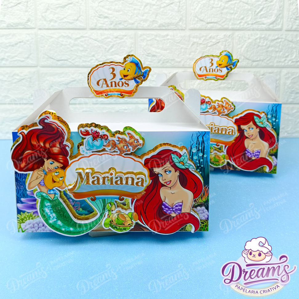 Kit com 10 Caixas Maletinha Personalizadas – Pequena Sereia - #5