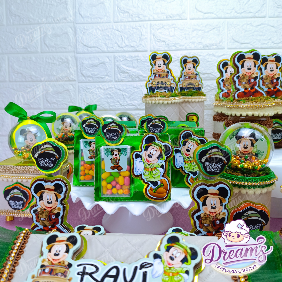 Kit Dreams Ultra com 40 Itens Personalizados – Mickey Safari
