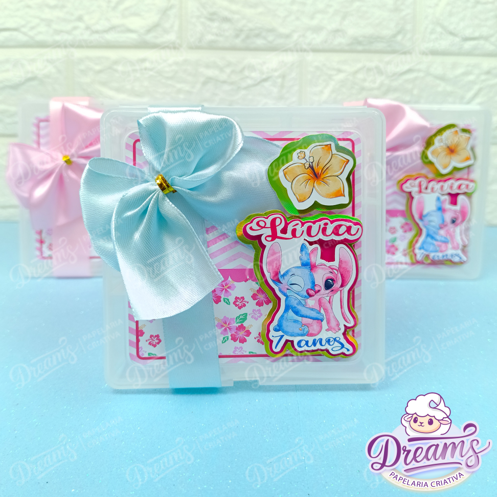 Kit com 20 Caixas com Divisórias e Laço – Stitch e Angel