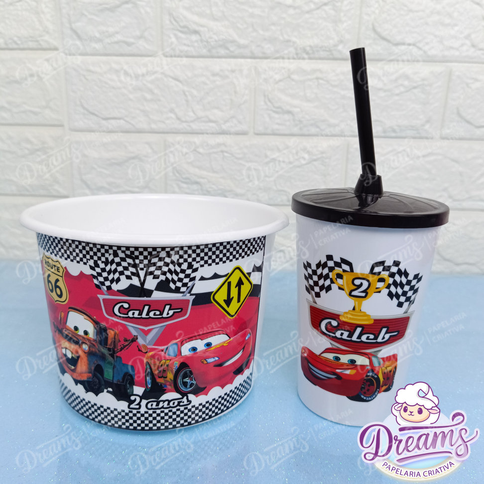 Kit com 10 Cineminhas: Copo 480 ml e Balde de 1,5 Litro – Carros