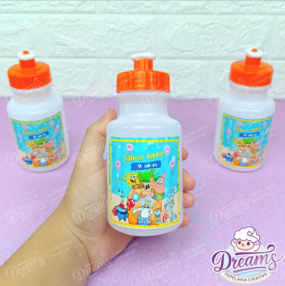 Kit com 20 Garrafinhas Squeeze 300 ml Personalizadas – Bob Esponja - #3