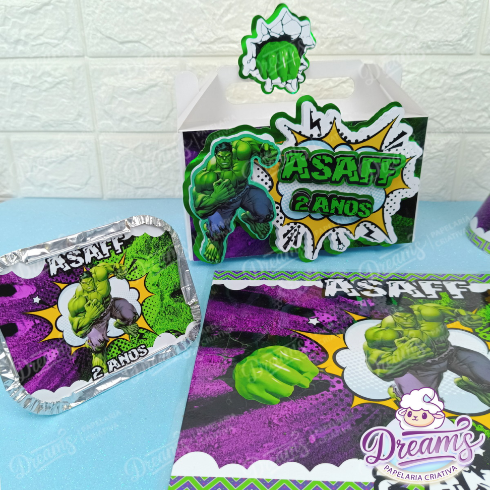 Kit com 10 Conjuntos Festa na Maleta Personalizados – Hulk - #4