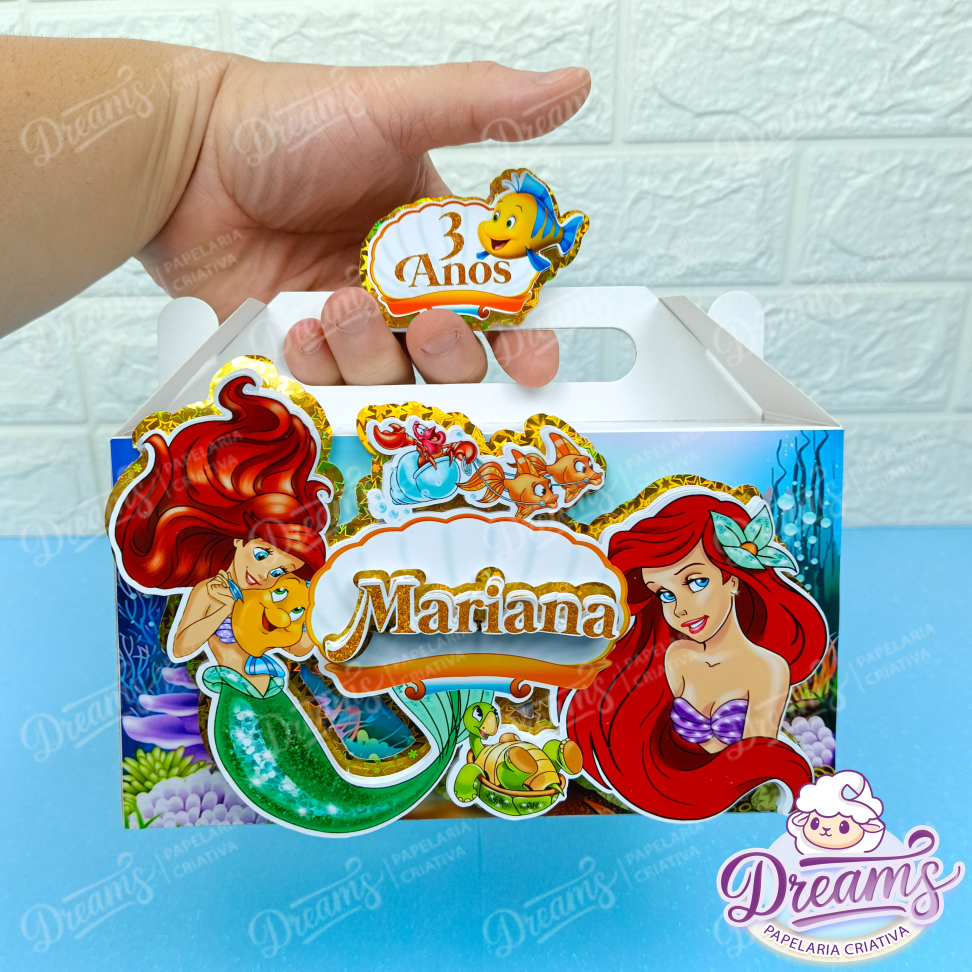 Kit com 10 Caixas Maletinha Personalizadas – Pequena Sereia - #4