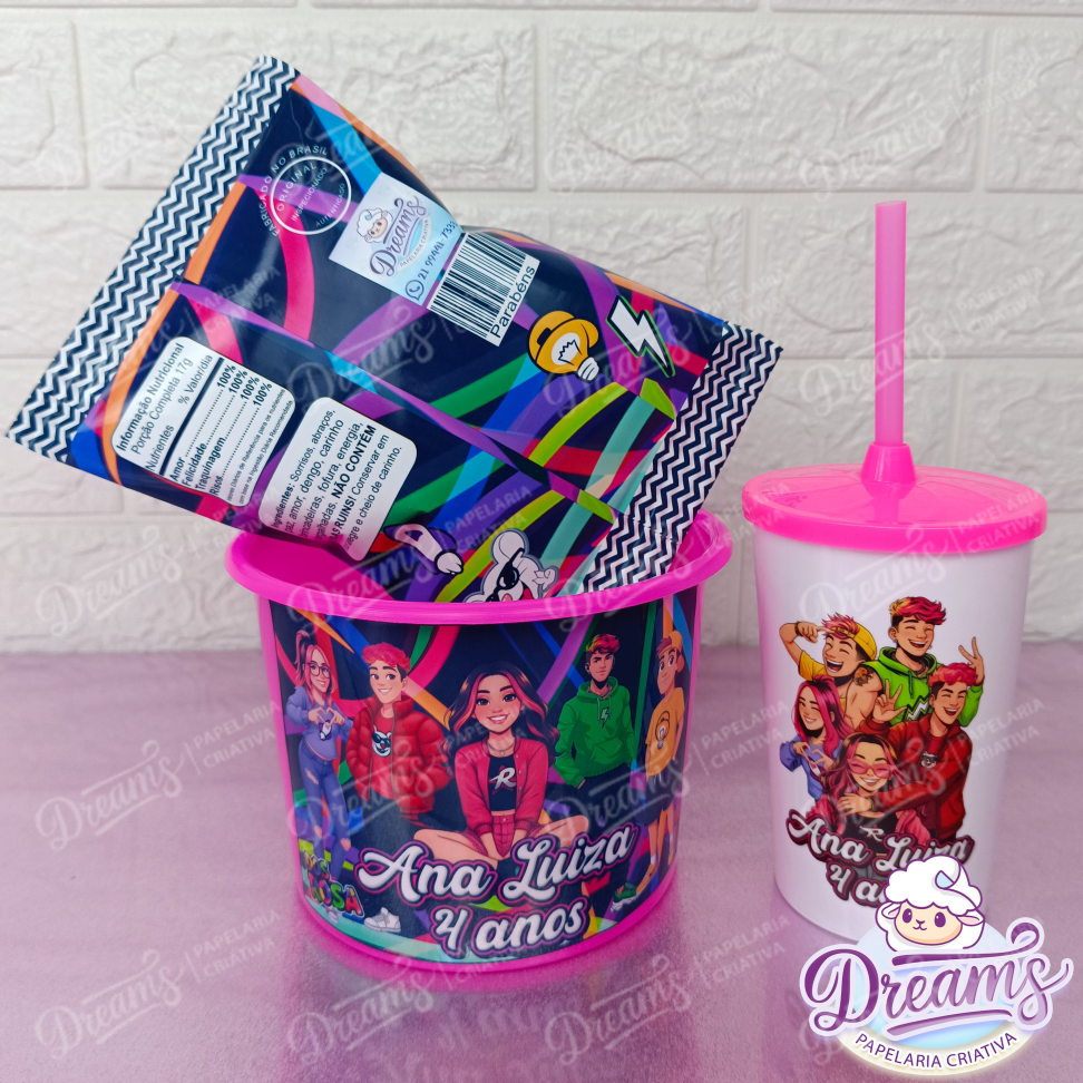 Kit com 20 Cineminhas: Balde, Copo 480 ml e Ruffles 17 g – Dos Rosa