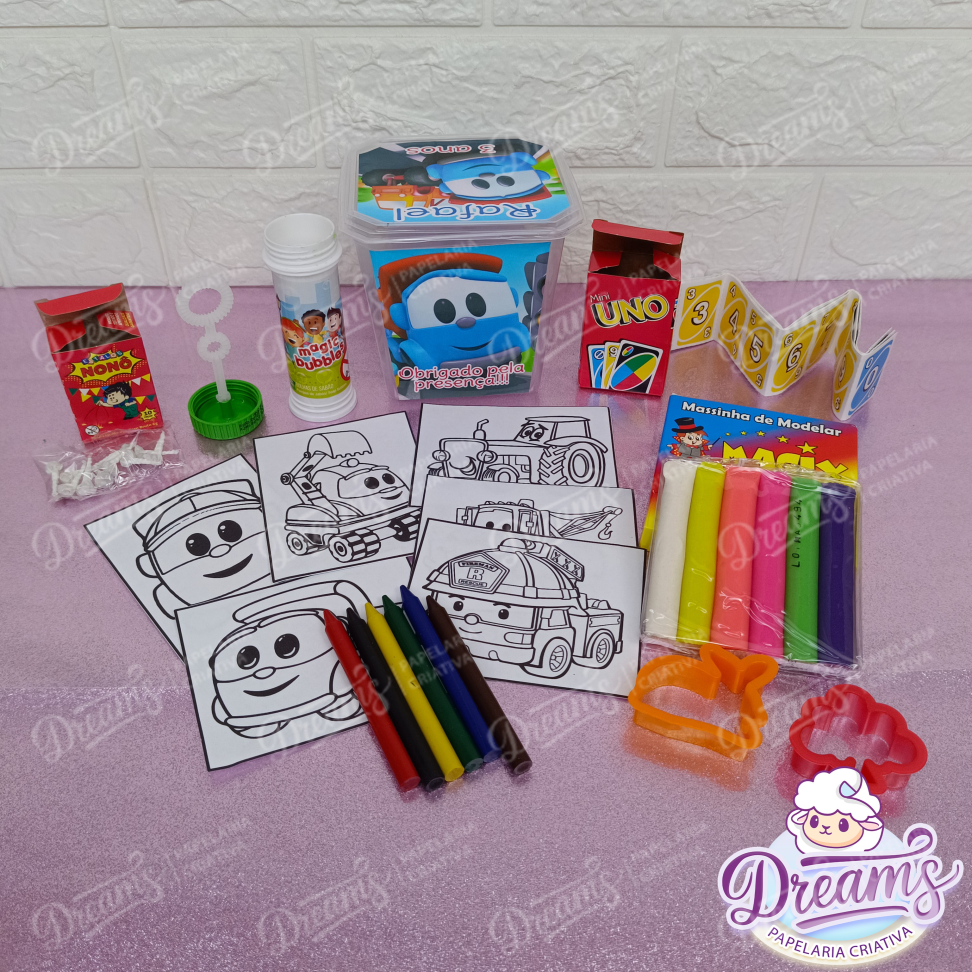 Kit com 20 Potes Diversão 750 ml Personalizados – Caminhões