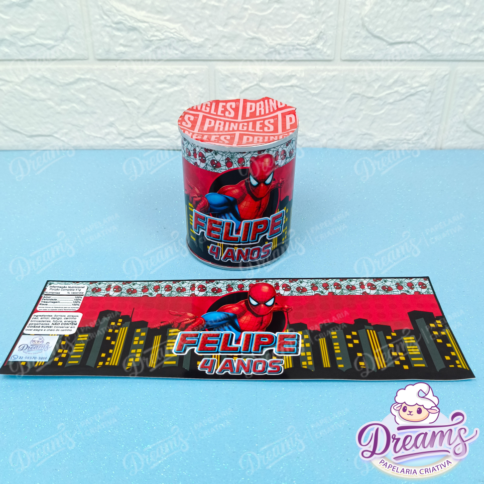 Kit com 20 Rótulos para Lata de Batata Pringles – Homem-Aranha