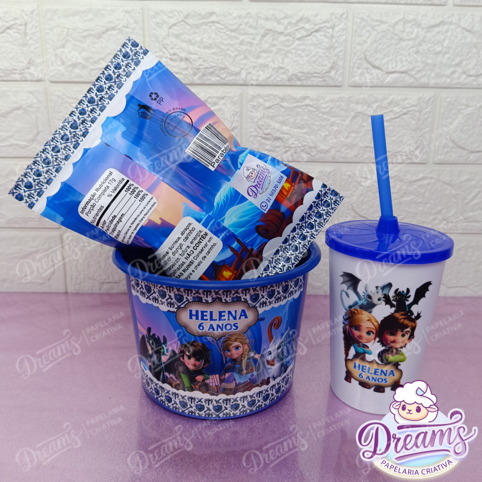 Kit com 20 Cineminhas: Balde, Copo 480 ml e Ruffles 17 g – Como Treinar o Seu Dragão - #4