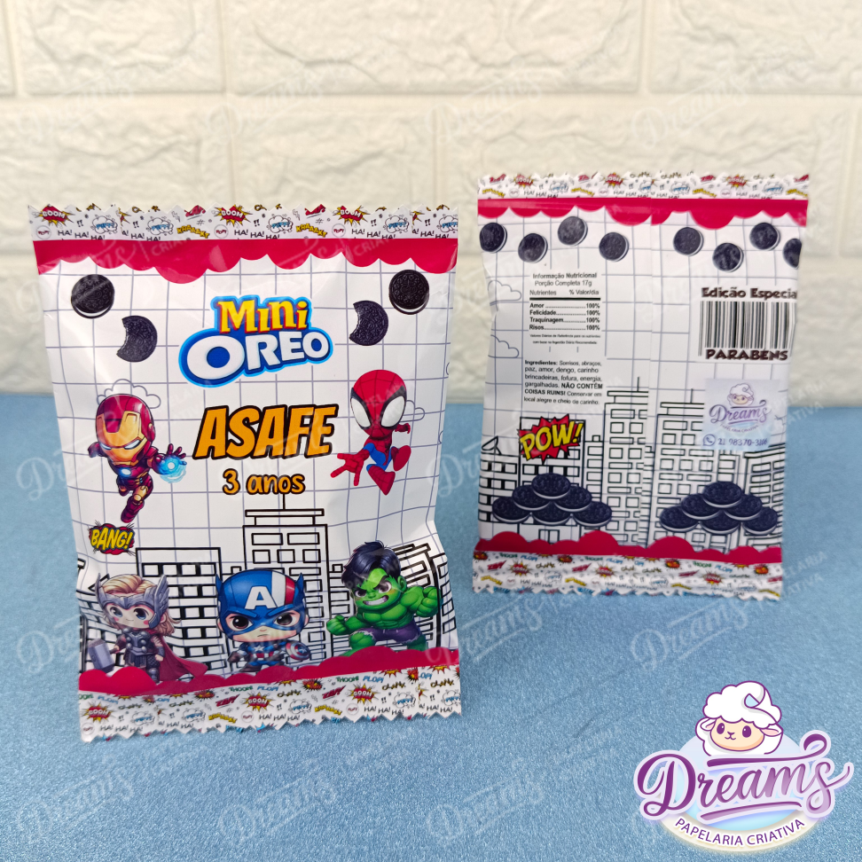 Kit com 20 Pacotes de Mini Oreo 35 g Personalizados – Vingadores Baby - #3