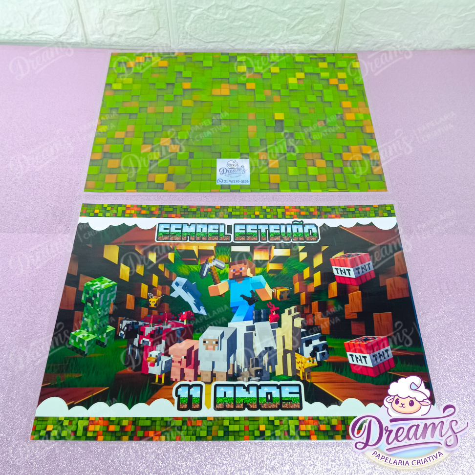 Kit com 10 Sousplats Personalizados 22 × 31 cm – Minecraft - #3