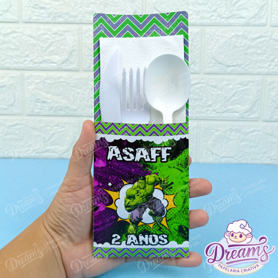 Kit com 20 Porta-Talheres Personalizados – Hulk - #4