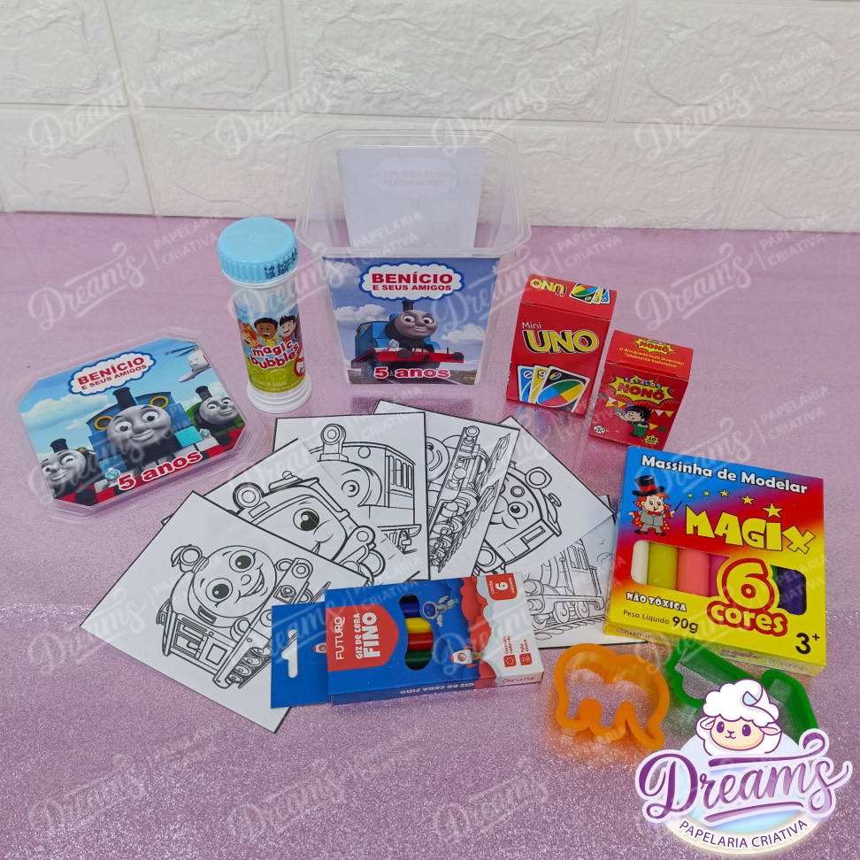 Kit com 20 Potes Diversão 750 ml Personalizados – Thomas e Seus Amigos