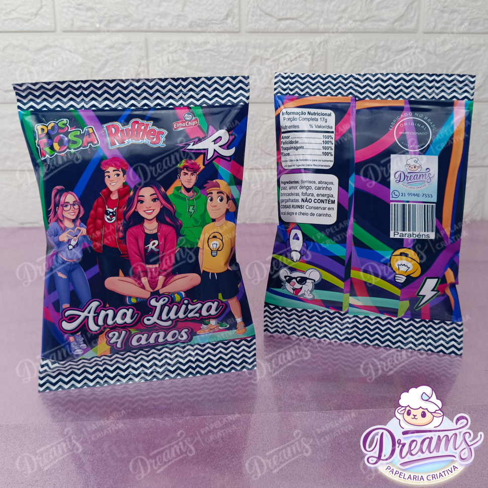 Kit com 20 Pacotes de Batata Ruffles 17 g Personalizados – Dos Rosa