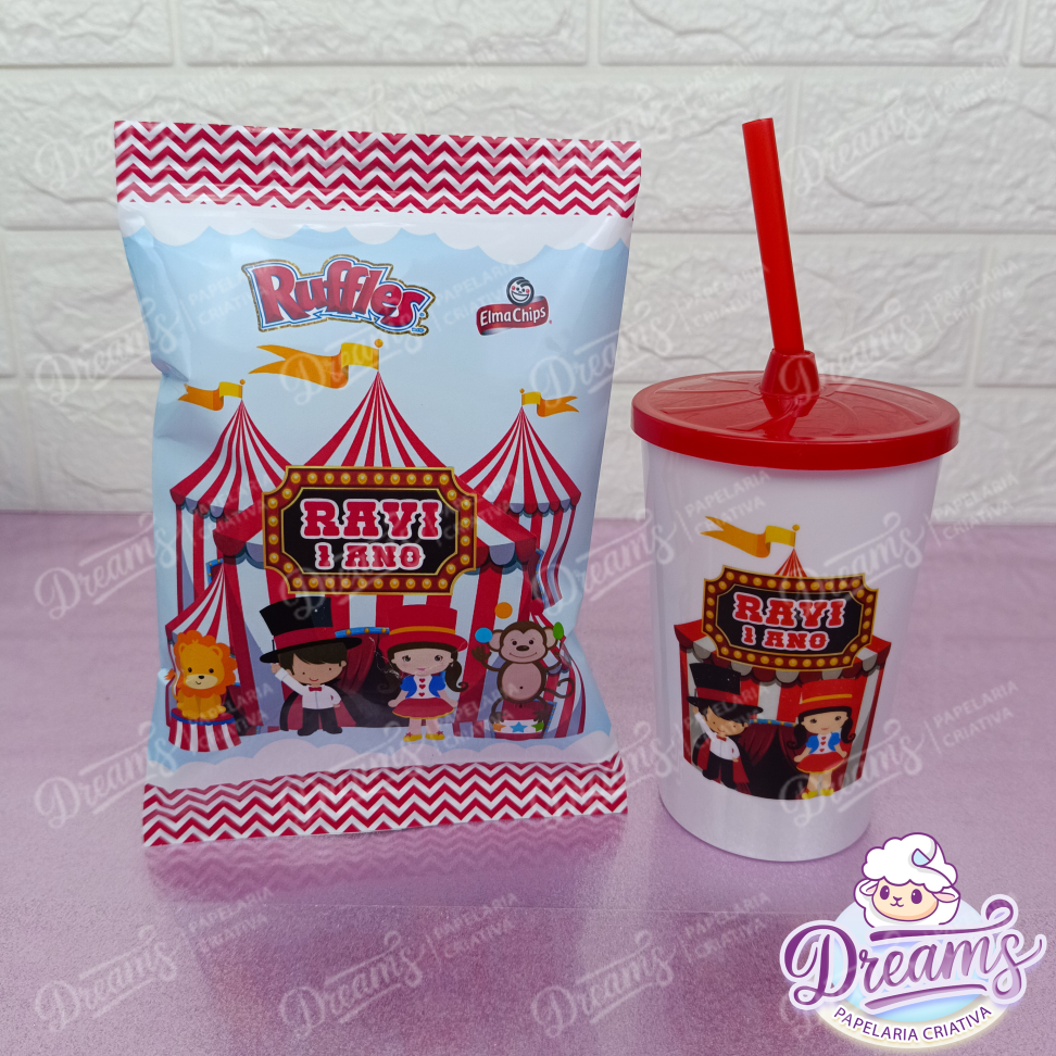 Kit com 12 Batatas Ruffles e 12 Copos de 480 ml – Circo