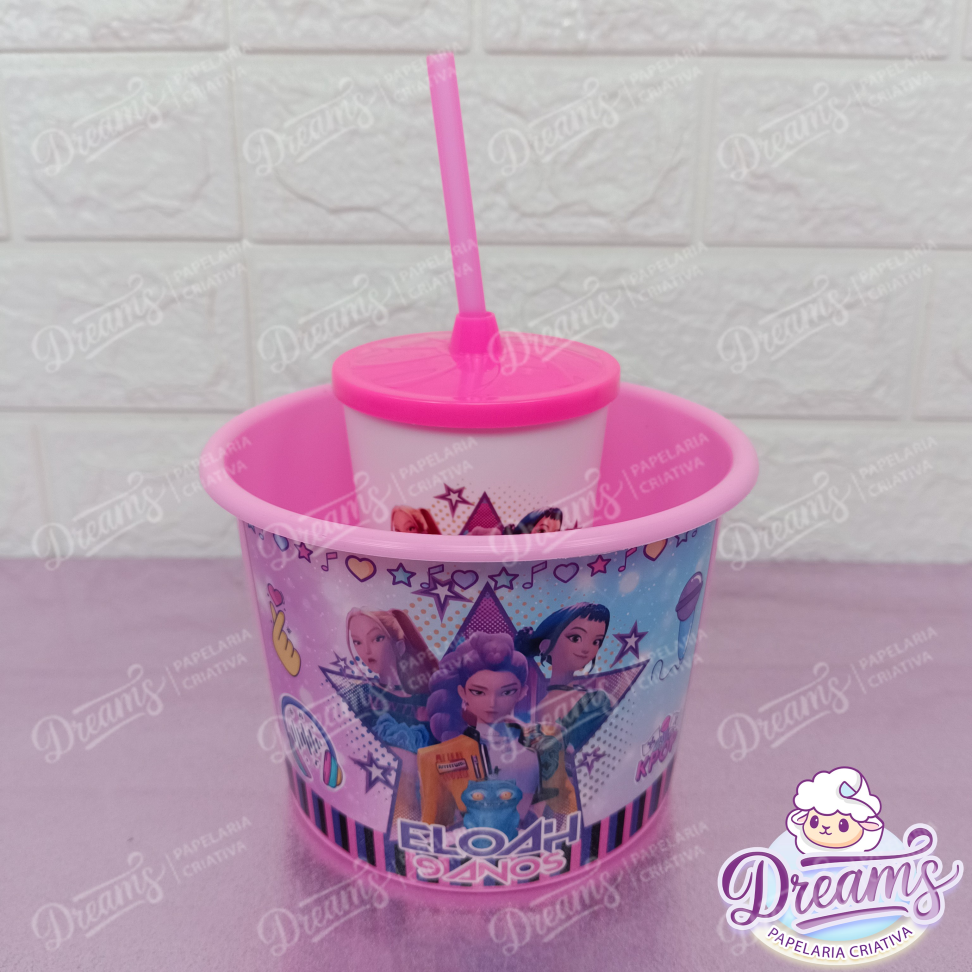 Kit com 10 Cineminhas: Copo 480 ml e Balde de 1,5 Litro – Guerreiras do K-Pop