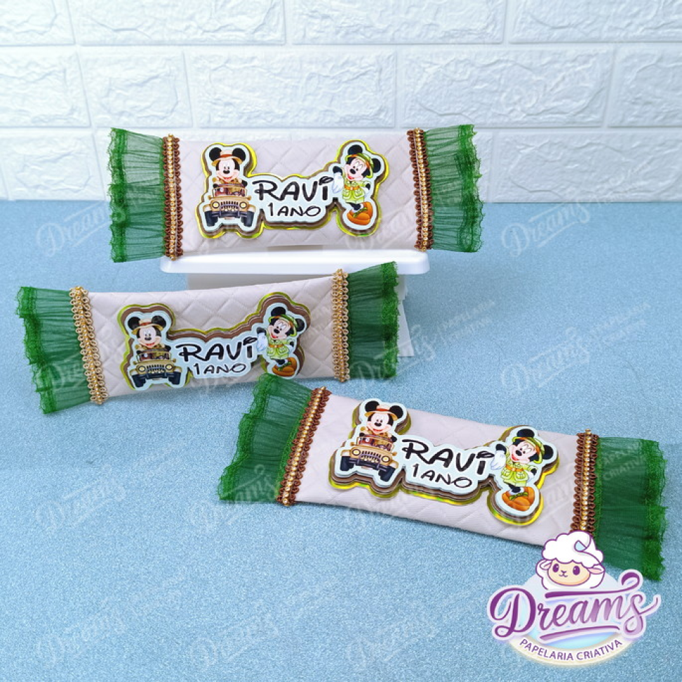 Kit com 10 Porta-KitKat de Luxo Personalizados – Mickey Safari