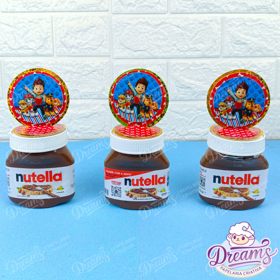 Kit com 20 Apliques para Potes de Nutella 140 g – Patrulha Canina