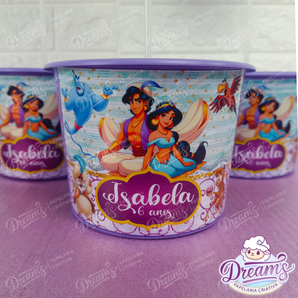 Kit com 20 Baldinhos de 1,5 Litro com Topper para Centro de Mesa – Jasmine e Aladdin - #5