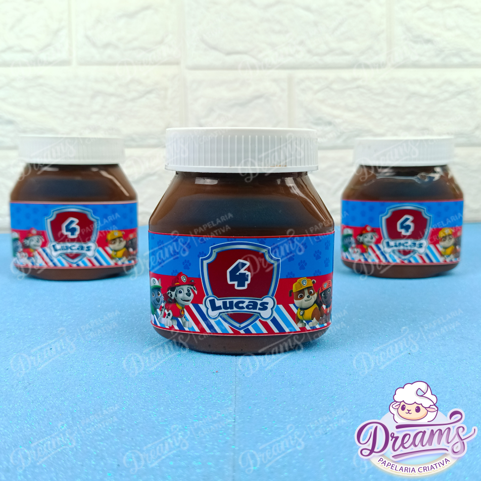 Kit com 20 Rótulos para Potes de Nutella 140 g – Patrulha Canina