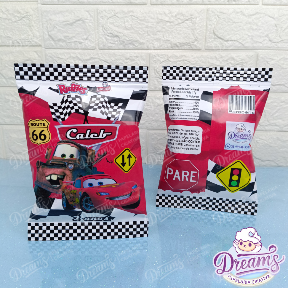 Kit com 20 Pacotes de Batata Ruffles 17 g Personalizados – Carros