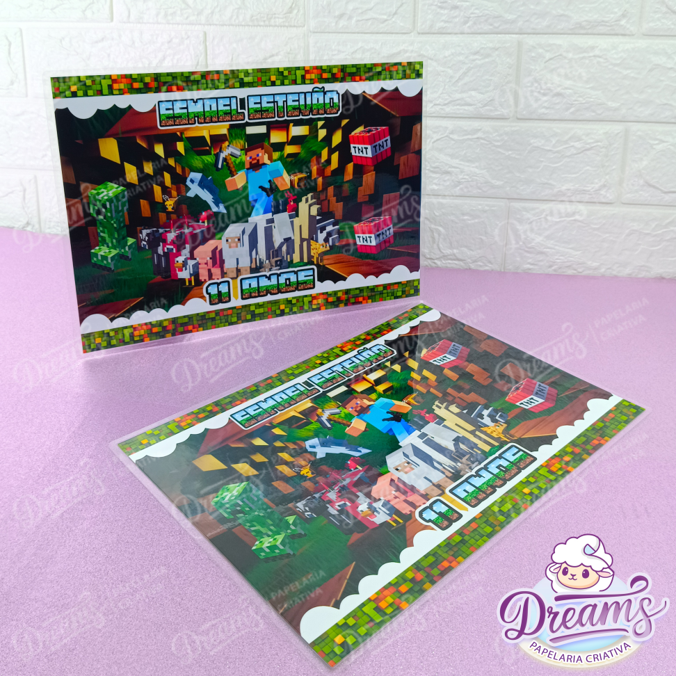 Kit com 10 Sousplats Personalizados 22 × 31 cm – Minecraft