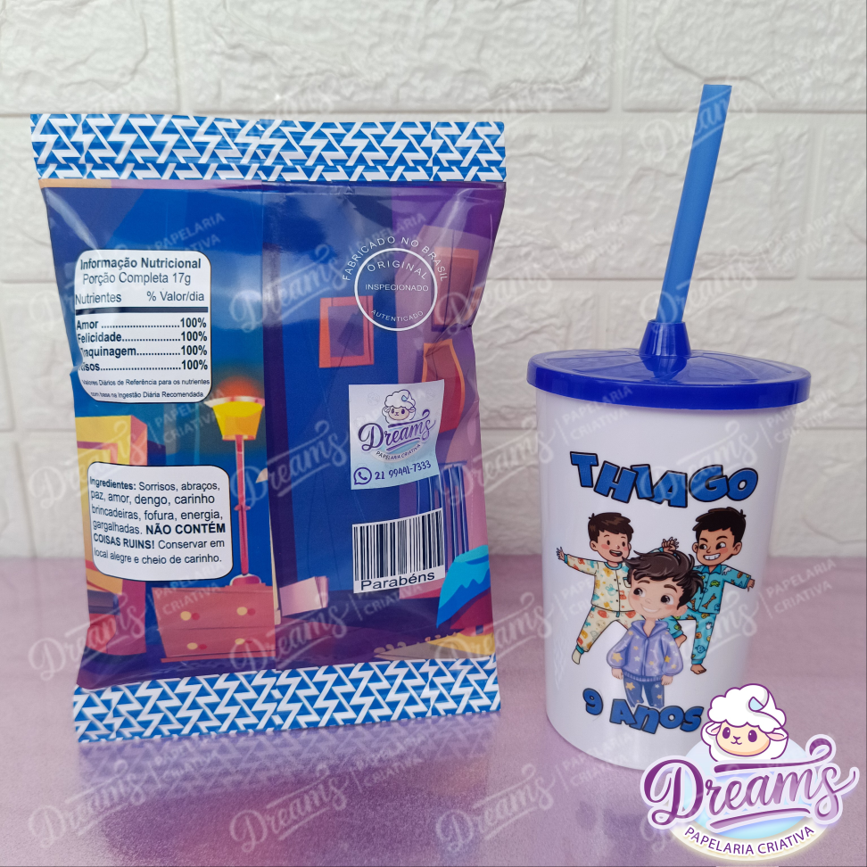 Kit com 12 Batatas Ruffles e 12 Copos de 480 ml – Festa do Pijama