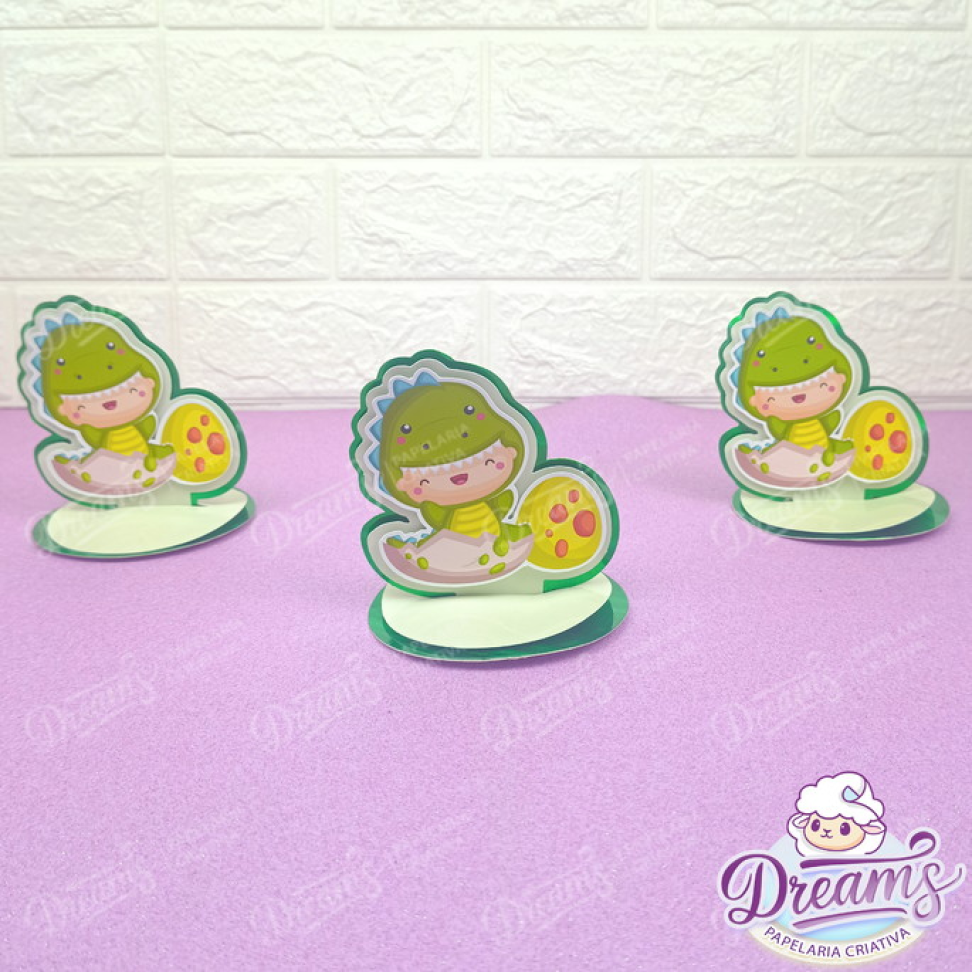 Kit com 10 Toppers 3D para Latas de 380 g ou 400 g – Dino Baby - #3