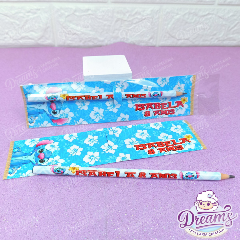 Kit com 20 Porta-Lápis com Lápis Personalizados – Stitch