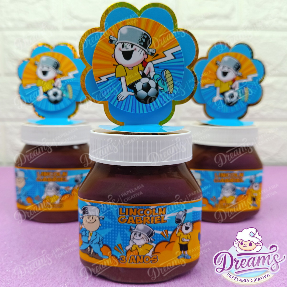 Kit com 20 Rótulos e 20 Apliques para Nutella 140 g – Menino Maluquinho