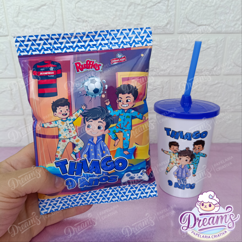 Kit com 12 Batatas Ruffles e 12 Copos de 480 ml – Festa do Pijama - #3