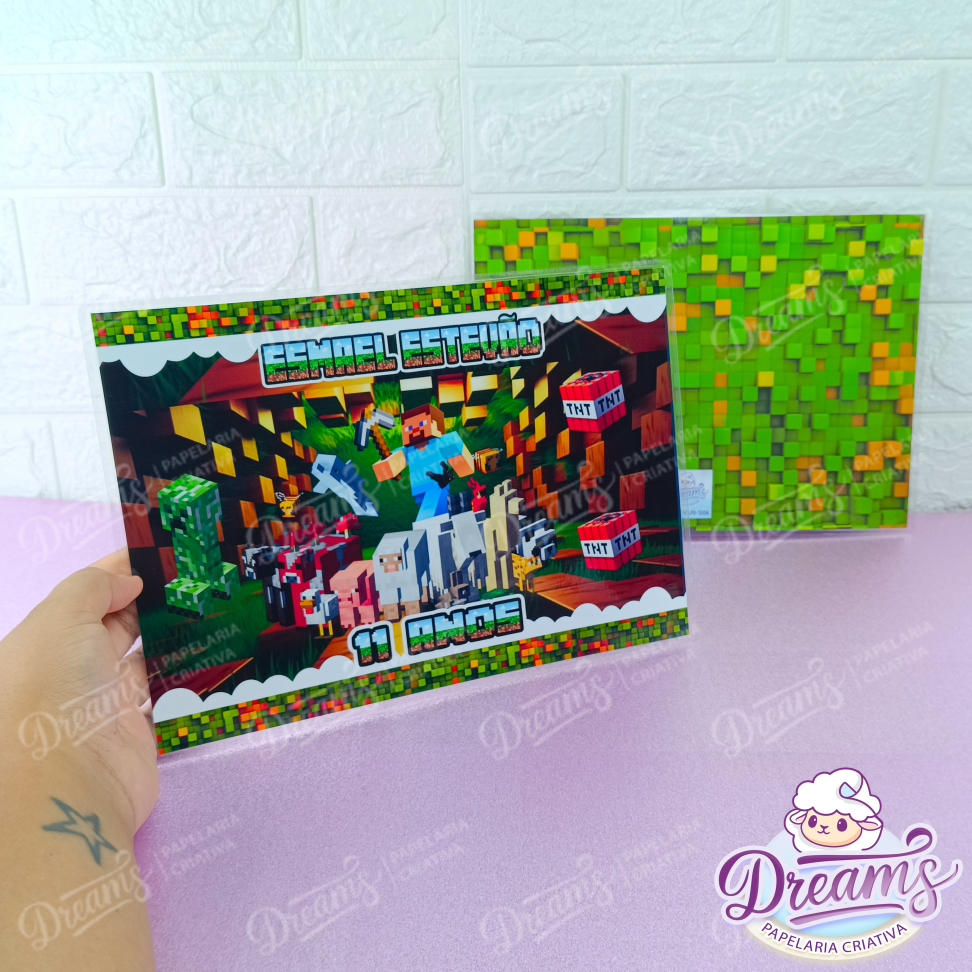 Kit com 10 Sousplats Personalizados 22 × 31 cm – Minecraft