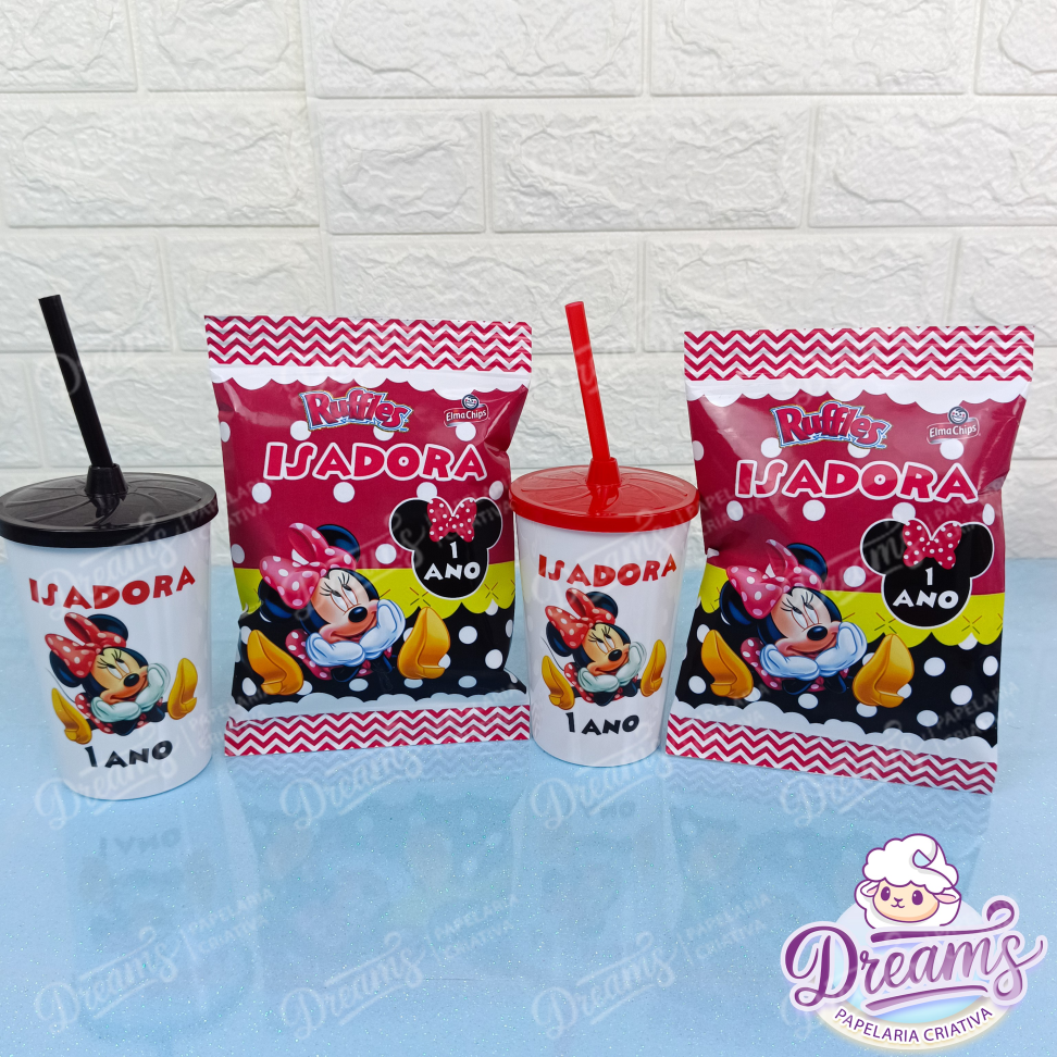 Kit com 12 Batatas Ruffles e 12 Copos de 480 ml – Minnie - #6
