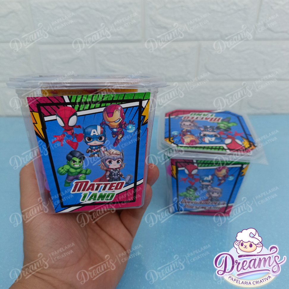 Kit com 20 Potes Diversão 750 ml Personalizados – Vingadores Baby - #5