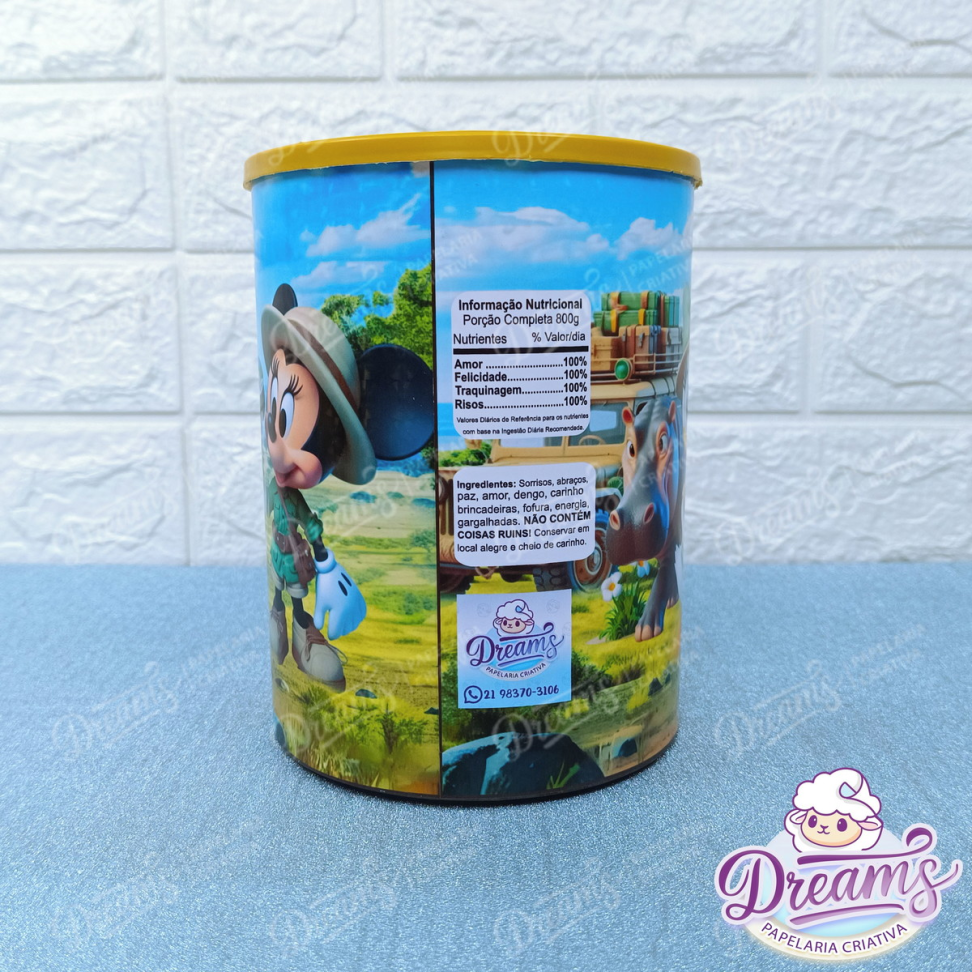 Kit com 20 Rótulos para Lata de Leite 800 g – Mickey Safari - #4