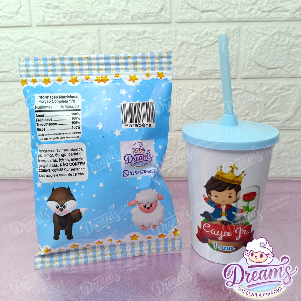 Kit com 12 Batatas Ruffles e 12 Copos de 480 ml – Pequeno Príncipe