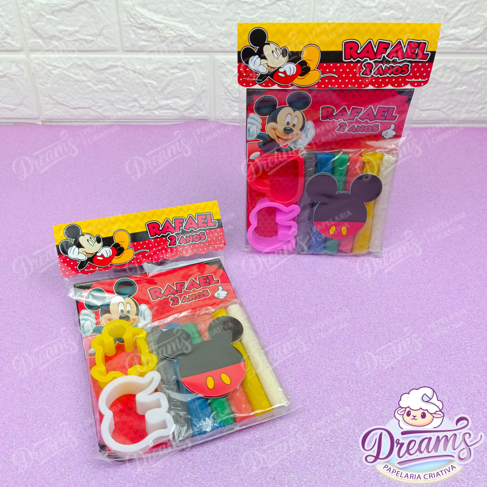 Kit com 20 Conjuntos de Massinha e Cortadores – Mickey